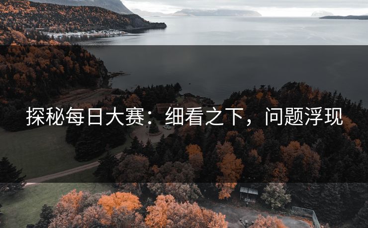 探秘每日大赛:细看之下,问题浮现 探秘每日大赛:细看之下,问题浮现